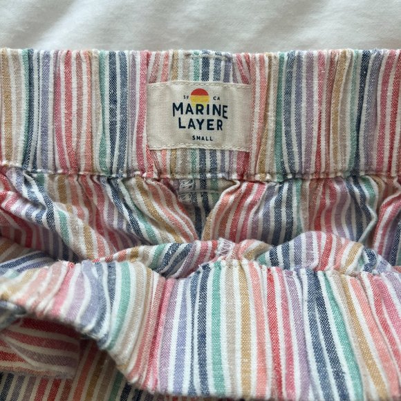 NWOT Marine Layer Karleigh belted shorts in rainbow stripe - size small - Picture 2 of 5